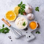 Homemade mayonnaise sauce with ingredient